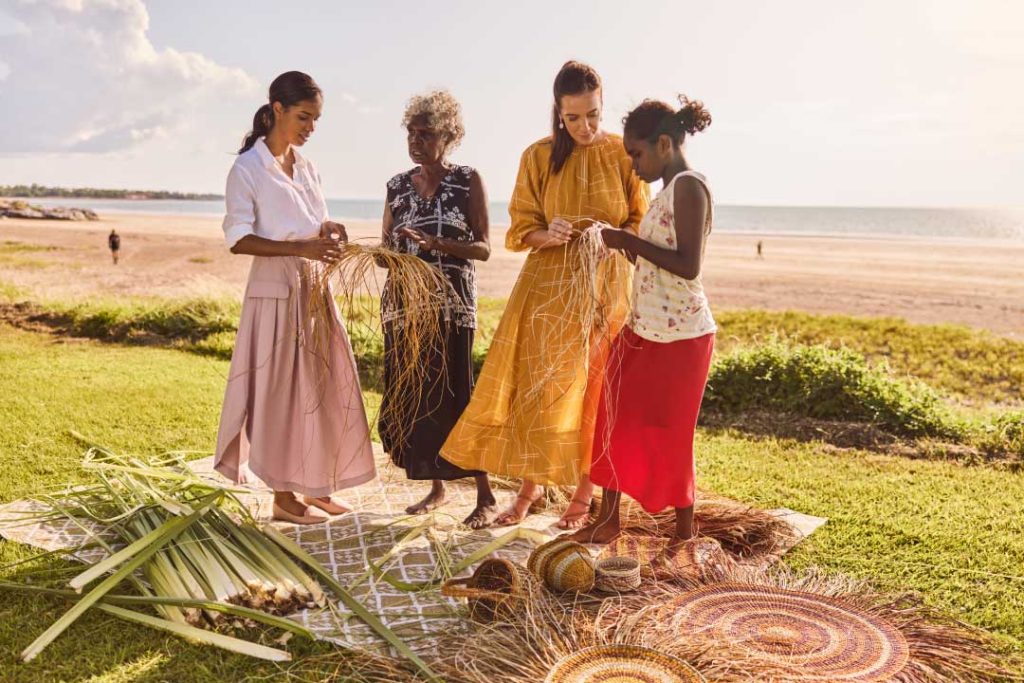 Wide open for adventure, Australia's Northern Territory is a great place to learn ancient arts. Here, women enjoy an Aboriginal weaving workshop.