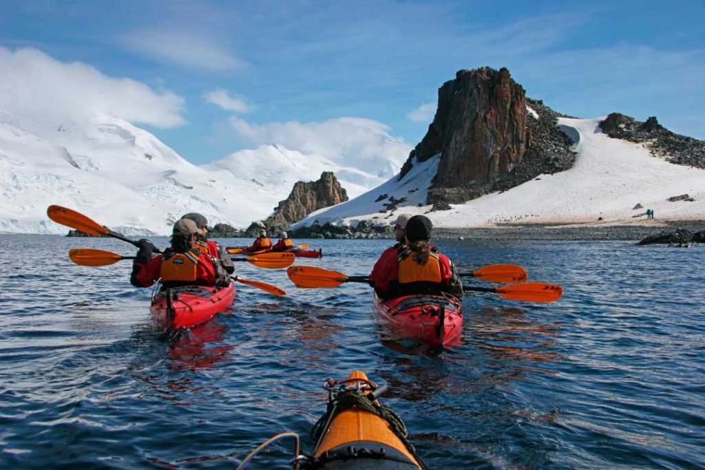 See the world from a new perspective as you glide through the waters of Antarctica on a kayak.